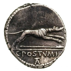 C. Postumius At lub Ta 74 pne, denar, Rzym, Aw: Popiers...