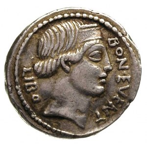 L. Scribonius Libo, 62 pne, denar, Rzym, Aw: Głowa Bonu...