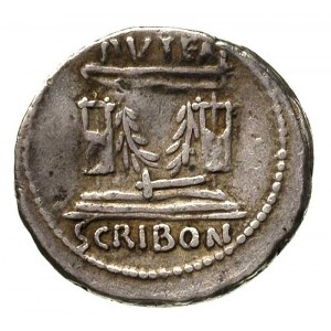 L. Scribonius Libo, 62 pne, denar, Rzym, Aw: Głowa Bonu...