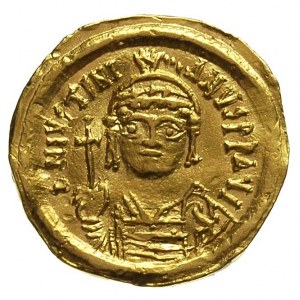 Justynian I 527-565, solidus 542/565, Konstantynopol, o...