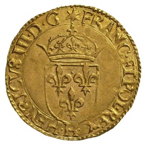 ecu d’or 1580, La Rochelle, złoto 3.36 g, Duplessy 1123...