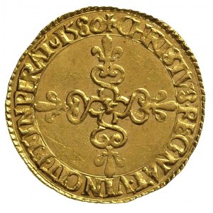 ecu d’or 1580, La Rochelle, złoto 3.36 g, Duplessy 1123...