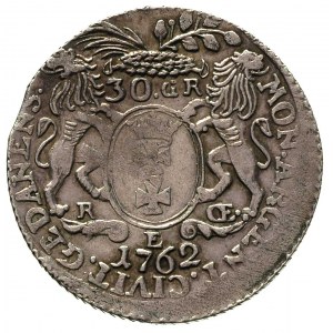 złotówka (30 groszy) 1762, Gdańsk, Merseb. 1749, wybita...