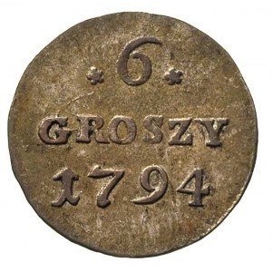 6 groszy 1794, Warszawa, Plage 207, patyna