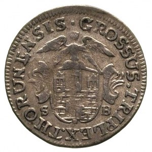 trojak 1765, Toruń, nad aniołem kropka, mniejszy monogr...