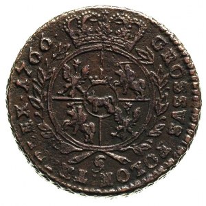 trojak 1766, Kraków, popiersie króla w zbroi, w wieńcu ...
