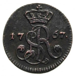 grosz 1767, Warszawa, kropka po dacie, Plage 73, patyna