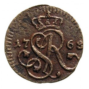 szeląg 1768, Kraków, duży monogram, Plage 7
