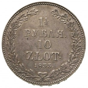 1 1/2 rubla = 10 złotych 1833, Petersburg, korona szero...
