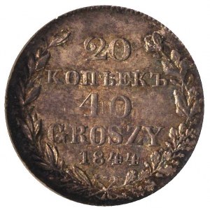 20 kopiejek = 40 groszy 1844, Warszawa, Plage 391, Bitk...