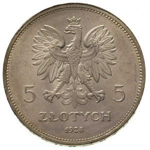 5 złotych 1928, Bruksela, Nike, Parchimowicz 114 b, pię...