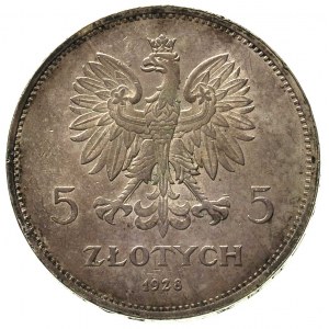 5 złotych 1928, Bruksela, Nike, Parchimowicz 114 b, bar...