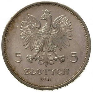5 złotych 1931, Warszawa, Nike, Parchimowicz 114 d, wyś...