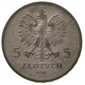 5 złotych 1931, Warszawa, Nike, Parchimowicz 114 d, pat...
