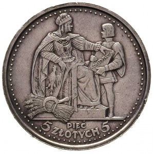 5 złotych 1925, Warszawa, Konstytucja, 81 perełek, sreb...