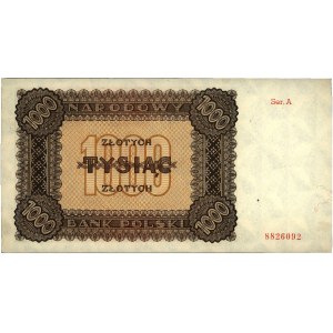 1.000 złotych 1945, seria A, Miłczak 120a, rzadkie, bar...