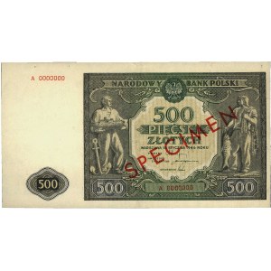 500 złotych 15.01.1946, SPECIMEN, seria A 0000000, Miłc...