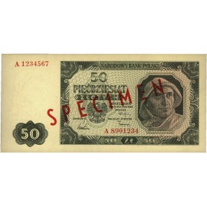 50 złotych 1.07.1948, SPECIMEN, seria A 1234567 A 89012...