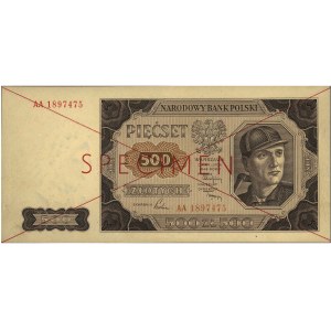 500 złotych 1.07.1948, SPECIMEN, seria AA 1897475, Miłc...