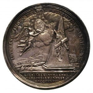 August II- medal pośmiertny 1733, Aw: Popiersie w prawo...