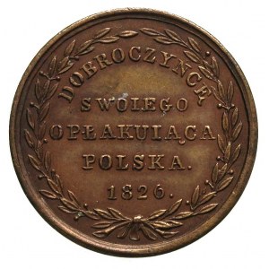 Aleksander I- medal 1826 r, Aw: Popiersie w prawo i nap...