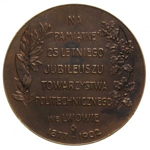 medal Wystawa Politechniczna we Lwowie 1902, Aw: Stojąc...