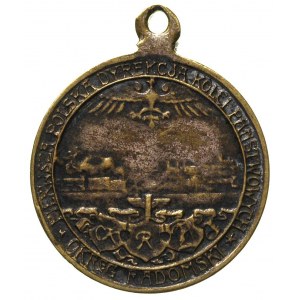 medalik z uszkiem, 1918, Aw: Polonia trzymająca buławę ...
