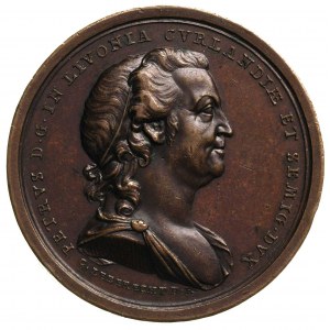 Piotr Biron - medal pamiątkowy, 1785, Aw: Popiersie w p...