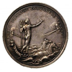 medal, 1596, Aw: Neptun na łodzi ciągięty przez parę ko...