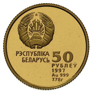 50 rubli 1996, Biatlon, Fr. 3, złoto 7.86 g