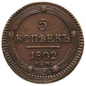 5 kopiejek 1802, Jekatierinburg, litery E.M., Bitkin 28...