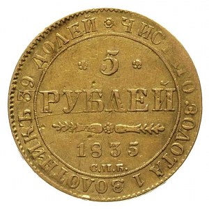 5 rubli 1835, Petersburg, Bitkin 10, Fr. 155, złoto 6.4...