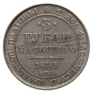 3 ruble 1835, Petersburg, Bitkin 81 (R), Fr. 160, platy...