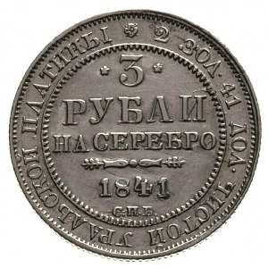 3 ruble 1841, Petersburg, Bitkin 87 (R1), Fr. 160, plat...
