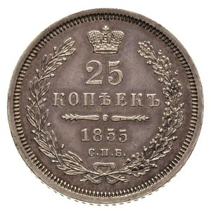 25 kopiejek 1855, Petersburg, Bitkin 53, ładnie zachowa...