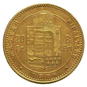 20 franków = 8 forintów 1884 / KB, Krzemnica, Fr. 243, ...