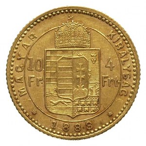 10 franków = 4 forinty 1888 / KB, Krzemnica, Fr. 247, z...