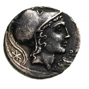 Q. Lutati Cerco Q., denar 108 pne, Rzym, Aw: Głowa Romy...
