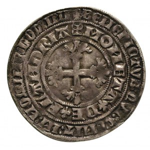 Ludwik von Male 1346-1384, podwójny groot, Aw: Lew z he...