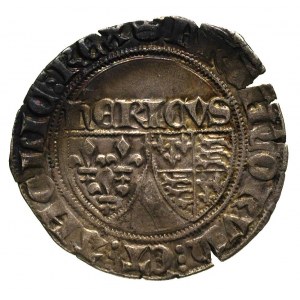 Henryk VI 1422-1453, biały grosz, Paryż, Aw: Tarcze her...