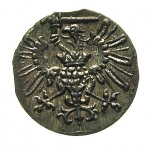 denar 1573, Gdańsk, kartusz tarczy herbowej z 7 łukami,...