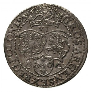 szóstak 1599, Malbork, odmiana z małą głową króla, na r...