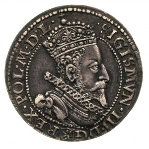 szóstak 1599, Malbork, mała głowa króla, na rewersie ko...