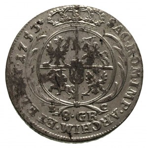 dwuzłotówka (8 groszy) 1753, odmiana z dużymi literami ...