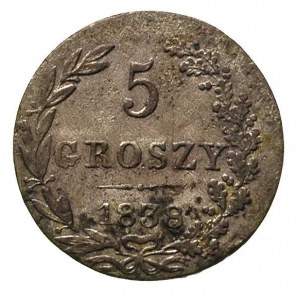 5 groszy 1838, Warszawa, Plage 137, rzadkie i bardzo ła...