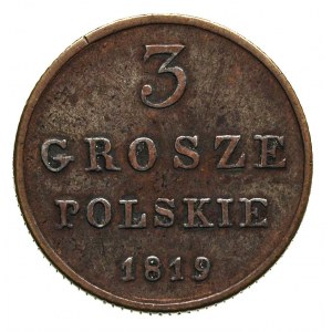 3 grosze 1819, Warszawa, Plage 156, Bitkin 873 R, rzads...