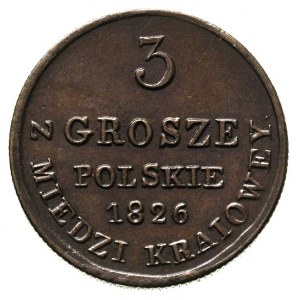 3 grosze z miedzi krajowej 1826, Warszawa, Plage 161, B...