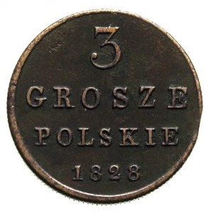 3 grosze 1828, Warszawa, Plage 169, Bitkin 1032, ciemna...