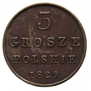 3 grosze 1829, Warszawa, Plage 170, Bitkin 1034, patyna