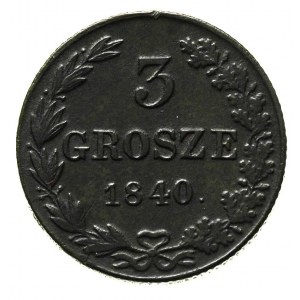 3 grosze 1840, Warszawa, odmiana z kropką po roku, Plag...